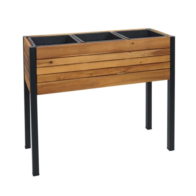 B-Ware Pflanzkasten MCW-L22, 75x81x30cm Alu Akazie Holz MVG-zertifiziert, braun