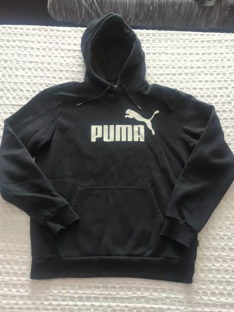 Puma Hoodie Y2K Sports College Sweatshirt Black Mens Medium Workout Gym Casual