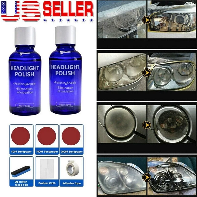2× CAR HEADLIGHT Lens Restoration Fluid Repair Kit Plastic Light Polish