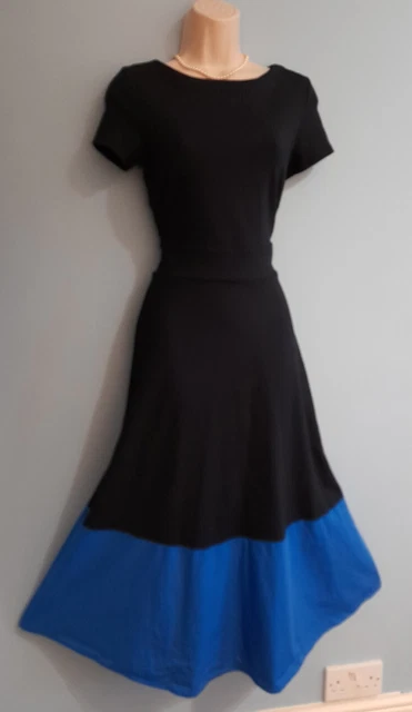 HOBBS COLOUR BLOCK Hallie Dress Size L 12 Immaculate Black White