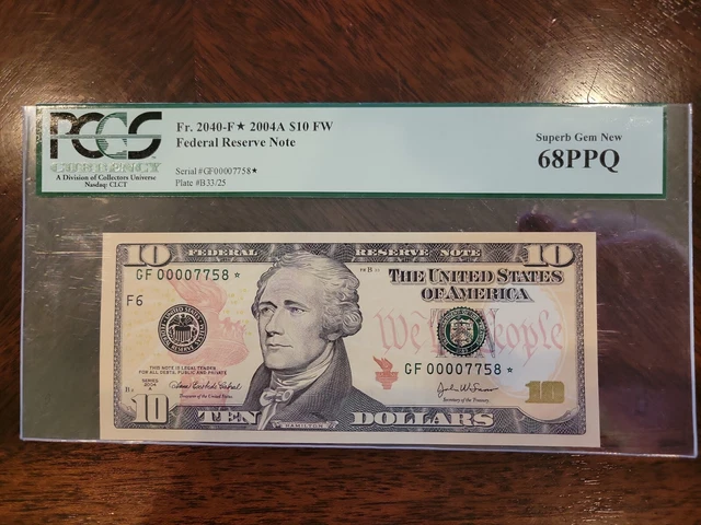 Fr.2040-F* 2004A $10 Fw Federal Reserve Atlanta Star Note  Pcgs 68Ppq