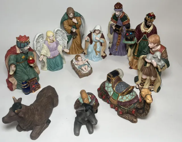 Vintage 1999 Nativity Set Grandeur Noel 12 Pieces Geo Z. Lefton China Approx. 7”