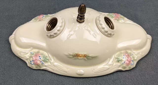 PORCELIER 2-Bulb Porcelain Ceiling Light -: Art Deco & MCM Era, Restored