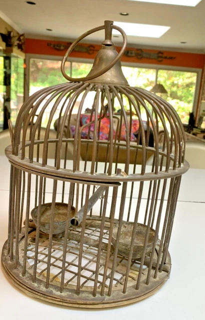 Antique Victorian Brass Cupola Circular shaped Finch Parakeet Canary Bird cage