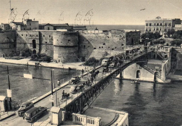 Cartolina Taranto Ponte Girevole E Castello Aragonese Viagg.1955