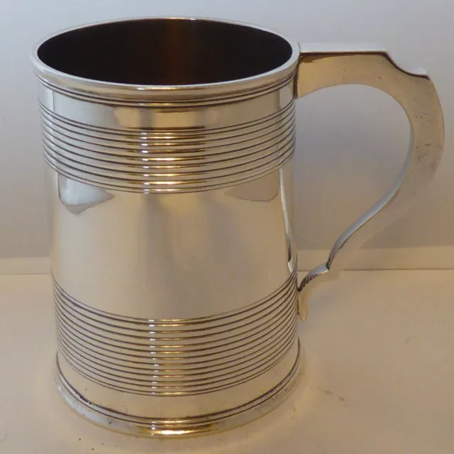 Victorian 1883 Hallmarked Solid Silver One 1 Pint Tankard Mug by Elkington