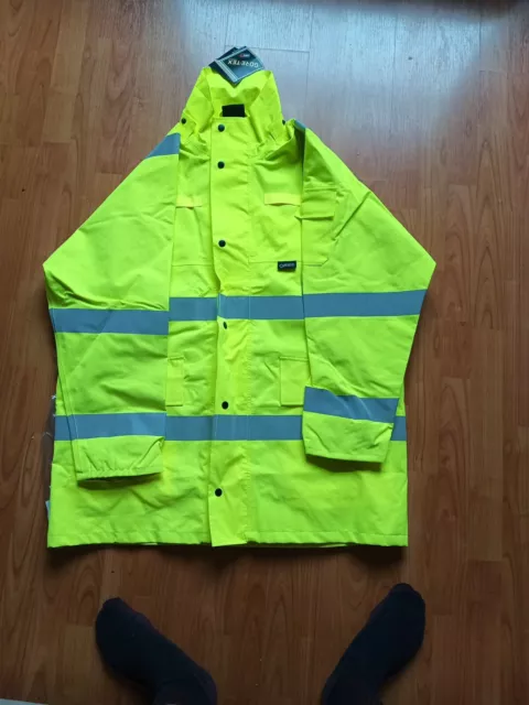 GORETEX WATERPROOF HI Visibility Yellow Mens Jacket Size XL £45.00 ...