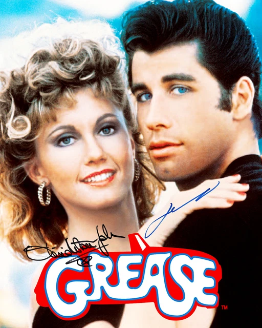 GREASE SIGNED OLIVIA NewtonJohn Travolta 8X10 photo picture poster