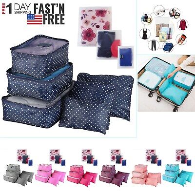 9Pcs Waterproof Travel Clothes Storage Bags Luggage Organizer Pouch Packing Cube