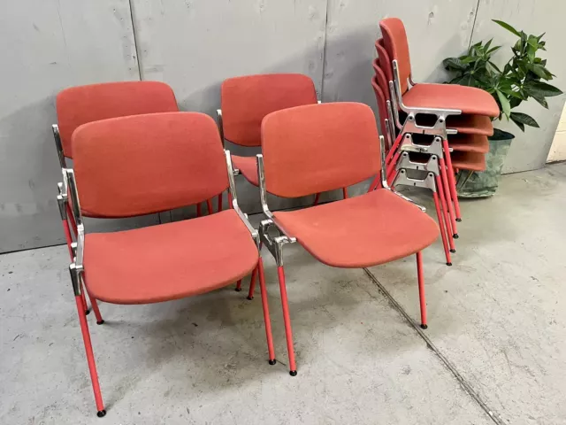 Set Of 8 Mid Century Italian Castelli Stacking Dining Chairs Giancarlo Piretti