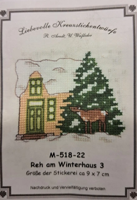 Stickvorlage Kreuzstich Stickbild point de croix Patchwork Winterhaus 2 LKE