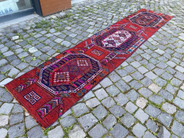 Turkish rug, Runner rug, Vintage rug, Handmade, Corridor, Wool | 2,0 x 9,4 ft