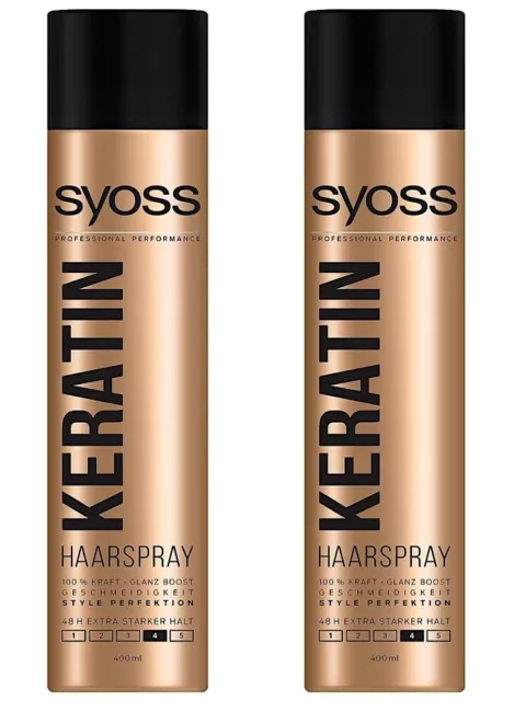 ✅ Syoss Keratin Haarspray Haarstyling Glanz 48h extra starker Halt 2x 400ml ✅