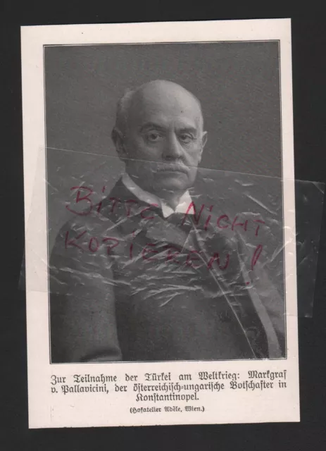 Bilddokument 1914, Markgraf v. Pallavicini Botschafter Österreich-U. Türkei WWI