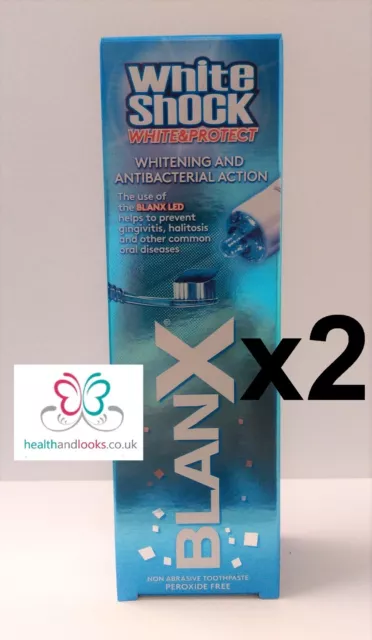 2 x 50ml BlanX White Shock and Protect 50 ml Toothpaste with LED ** UK STOCK