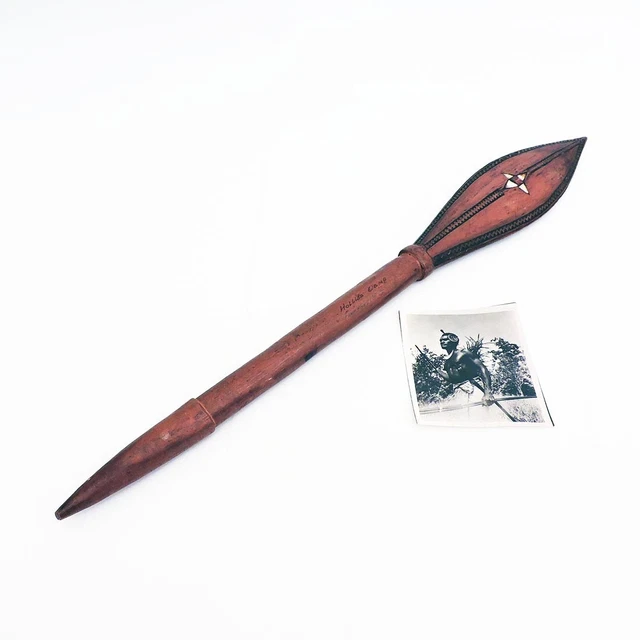 Hand Carved Supi War Club WWII New Guinea Solomon Islands Warrior Photo