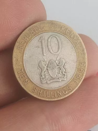 Coin, Kenya, 10 Shillings, 1995, British Royal Mint,  Bi-Met T26-1