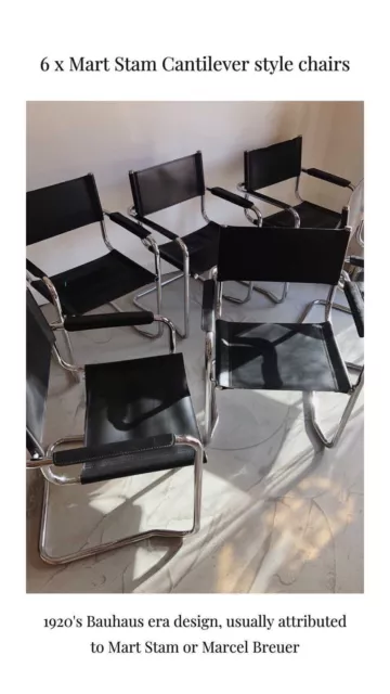 6 x Mart Stam/Marcel Breuer Cantilever S34 style Dining/Accent chairs