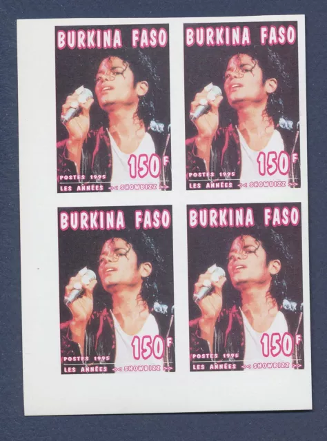 BURKINA FASO - Scott 1055 - Estampillada sin montar o nunca montada bloque imperfecto - Michael Jackson