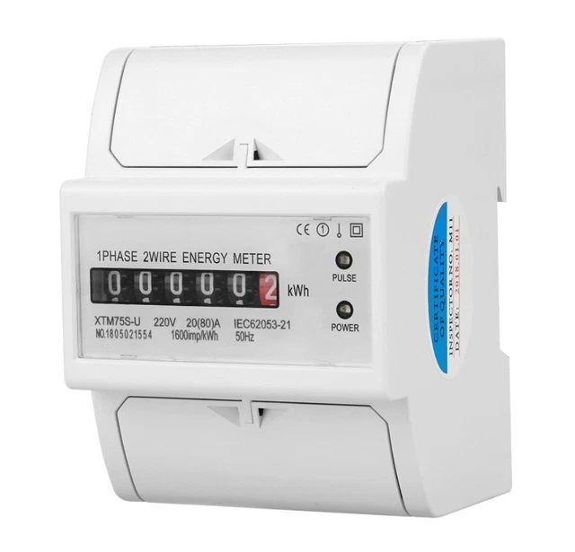 DIN RAIL ELECTRICITY Meter Electronic Energy Meter KWh 1 Pc 35mm
