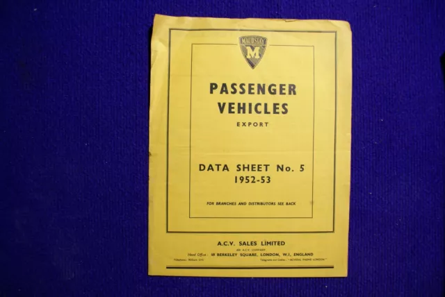 Maudslay Passenger Vehicles Bus Coach Acv Leaflet Technical Data Sheet 5 1952-53