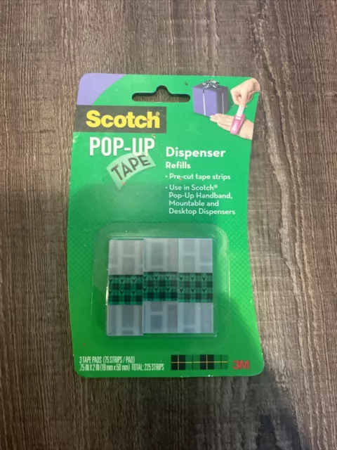 Scotch Pop-Up Tape Refills 225 Strips (3 Tape Pads W/ 75 Strips Per Pad) New