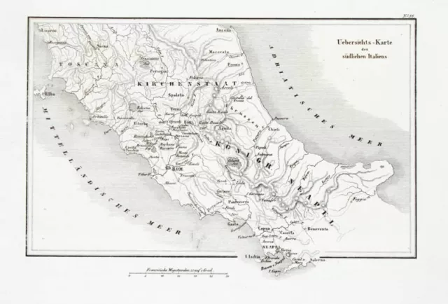 1857 Italien Italia Latium Lazio Rom Roma Neapel Napoli Kupferstich-Landkarte