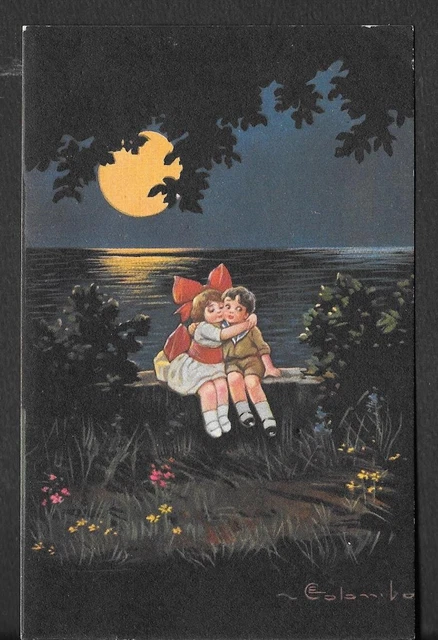 RARA CARTOLINA BAMBINI FIRMATA COLOMBO ediz. DEGAMI 1743