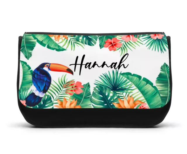 Personalised Pencil Case Girls Make up Bag Tropical Holiday School Xmas Filler