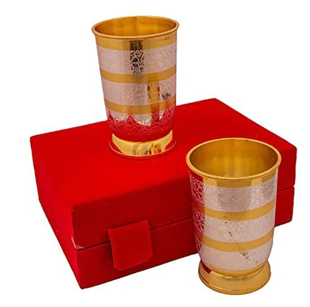 Juego de vasos de agua de latón chapado en oro plateado para uso en el...
