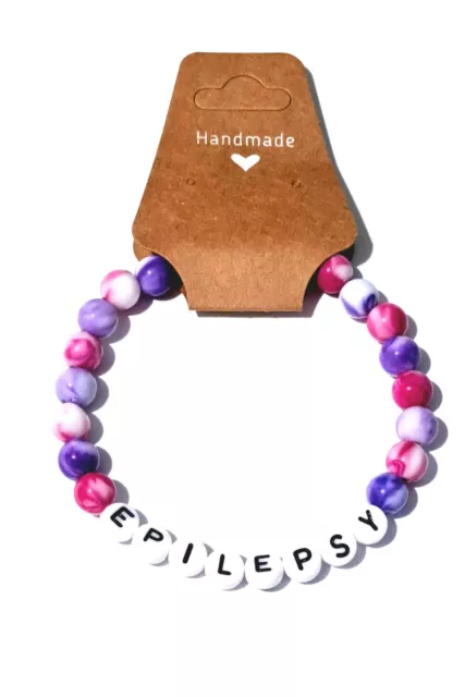 Pulsera de alerta médica advertencia rosa y púrpura caramelo remolino cuentas acrílicas de 8 mm