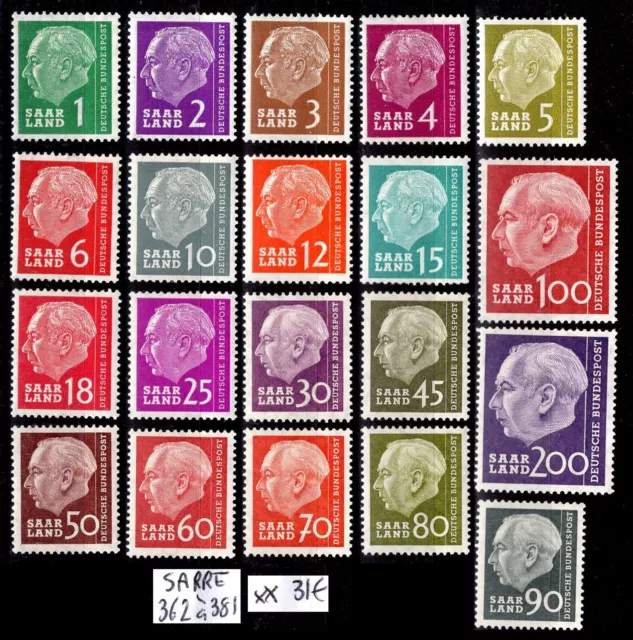 SARRE : Série 362 à 381, Neufs ** = Cote 31 € / Lot Timbres COLONIES