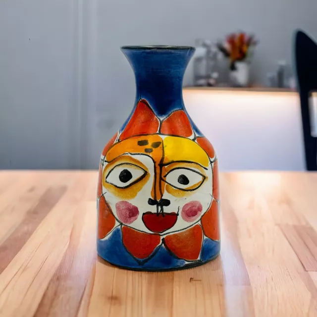 La Musa Italian Pottery Sun Face Vase Made In Italy Ceramic Hand Painted