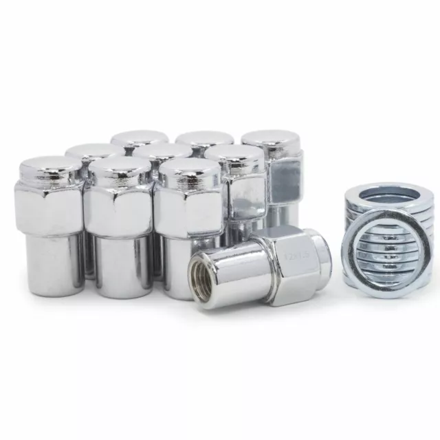 10 X Lug Nuts 1/2 Left hand thread Chrome Mag Wheel Nuts .75" Shank w/ washer