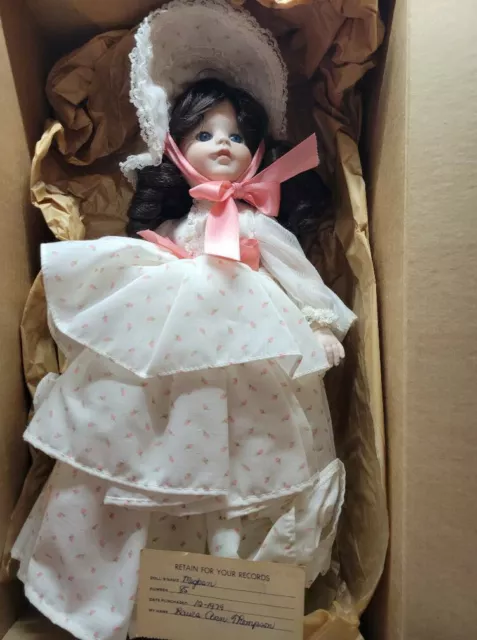 Vintage Marjorie Spangler 14" Porcealin Doll-Meghan 1979 Blue Eyes With Box