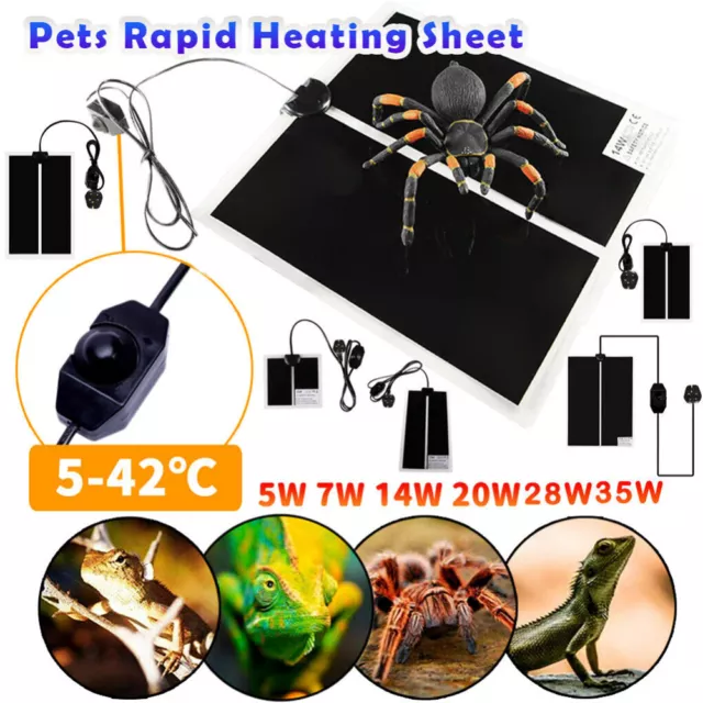 Reptile Pet Electric Heating Pad Heater Heat Mat Warmer Hermit Crab Frog Lizard