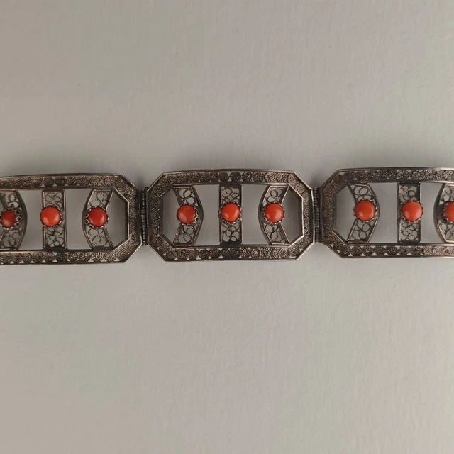 Bracelet Femme Filigrane Argent 800 Doré Avec Rosaces - Marque Goslino - 19cm