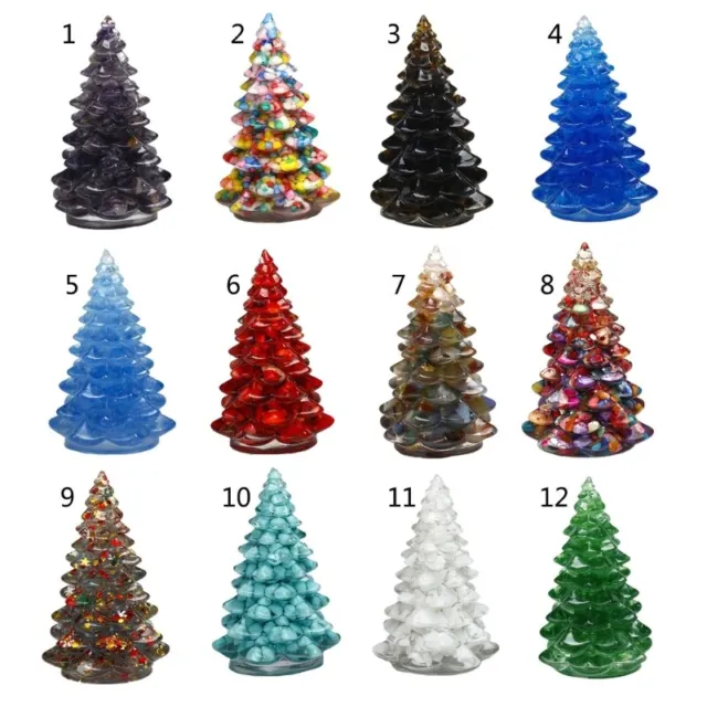 Mini Christmas Tree Figurine Crystal Resin Tree Statue Ornament Crafts
