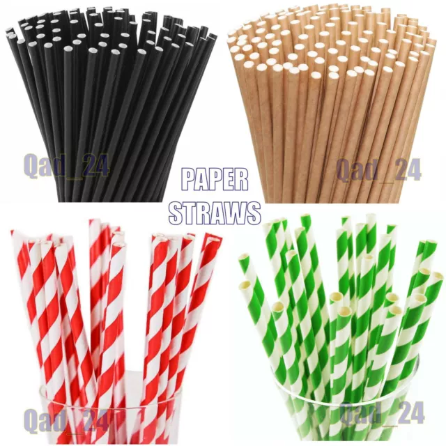 Paper Cardboard Straws Bio Dispose Recycle Birthday Party Pub Drink Bar Cafe BBQ