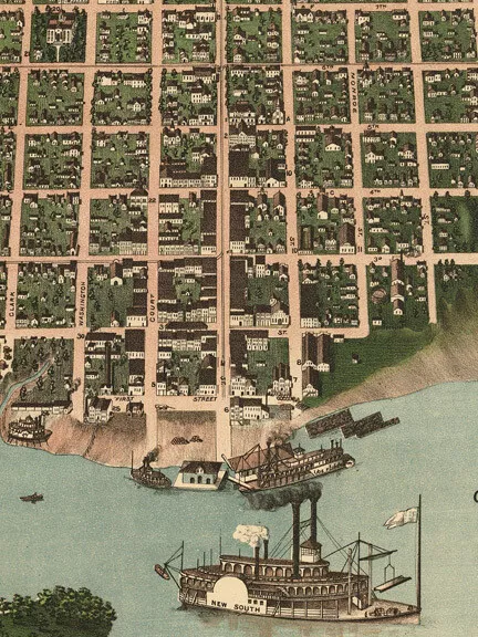 1889 Paducah KY Vintage Old Panoramic City Map - 16x24 2