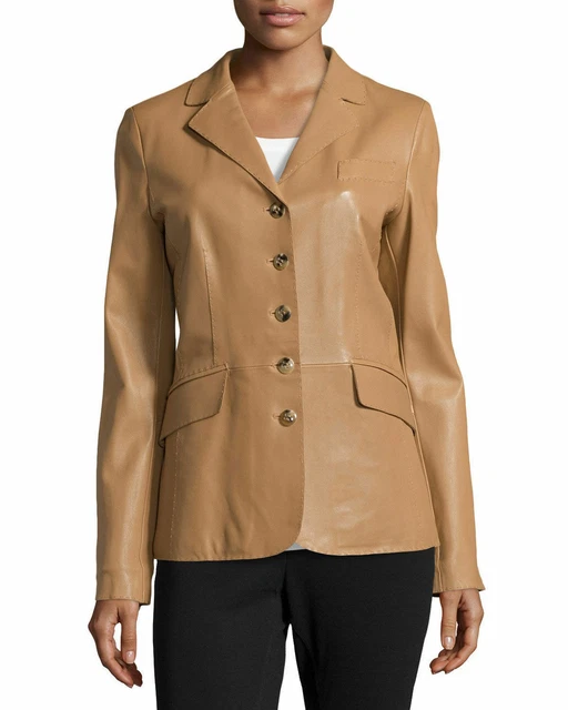 Blazer in vera pelle di agnello