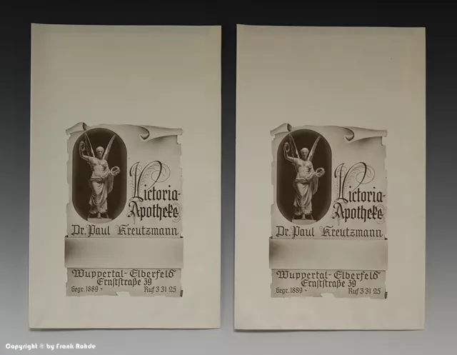 2 x Tüten Victoria Apotheke Wuppertal um 1930