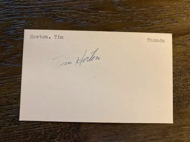 Tim Horton Toronto Maple Leafs HOF signed autographed Hockey 3x5 index card