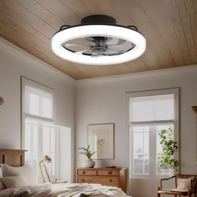 CHANFOK 20" Ceiling Fan with Light, Flush Mount Dimmable 6 Speeds, App & Remote