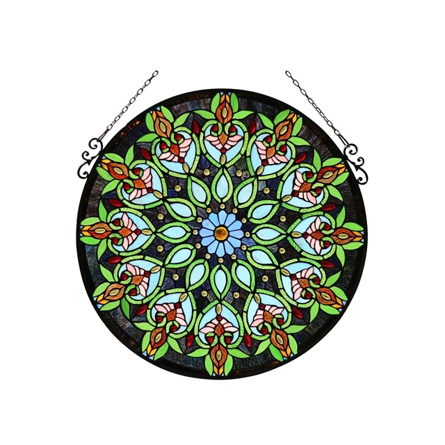 Victorian Tiffany Style Stained Glass Hanging Window Panel Suncatcher