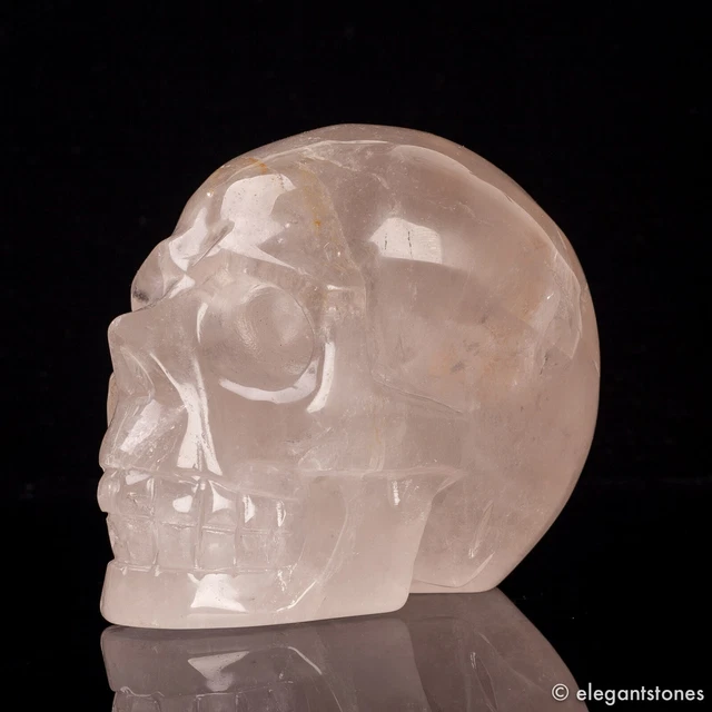 947g Natural Clear Quartz Rock Crystal Skull Hand Carved Healing Chakra Decor