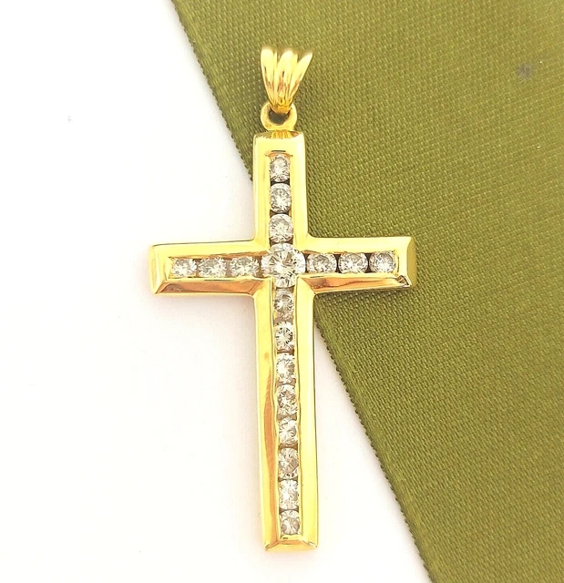 Ladies Yellow Gold 18ct (750, 18K) Natural ( 1ct) Diamond Cross Pendant Ladies Yellow Gold 18ct (750, 18K) Natural ( 1ct) Diamond Cross Pendant
