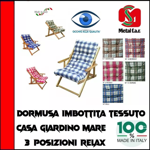 CUSCINO PER POLTRONA SEDIA SDRAIO RELAX TESSUTO IN LEGNO IMBOTTITO  RECLINABILE