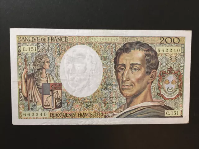 🇫🇷Rare & Splendide  Billet 200 Frs Montesquieu  1992- C.151.662240-Ttb+🇫🇷