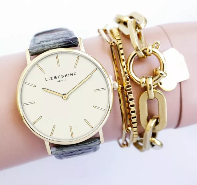 Liebeskind Berlin Reloj de Mujer Armbanduhruhr LT-0208-LQ Cuero IP Dorado Nuevo